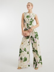 River Island Pink Floral Print High Neck Waistcoat - Image 1 of 3