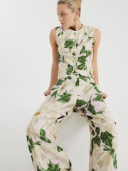 River Island Pink Floral Print High Neck Waistcoat - Image 2 of 3