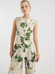 River Island Pink Floral Print High Neck Waistcoat - Image 3 of 3