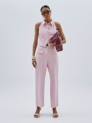 River Island Pink Button Front Straight Leg Trousers - Image 1 of 3