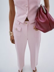 River Island Pink Button Front Straight Leg Trousers - Image 3 of 3
