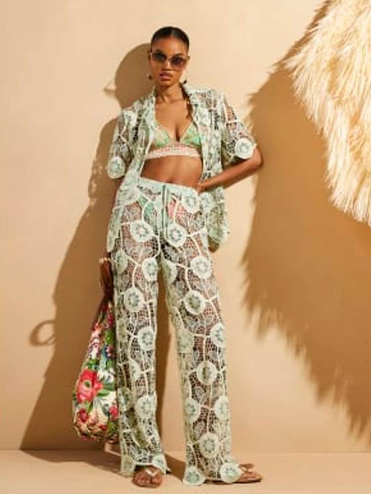 River Island Green Del Maar Lace Trousers - Image 2 of 4