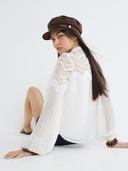 River Island White Long Sleeve Lace Blouse - Image 4 of 4