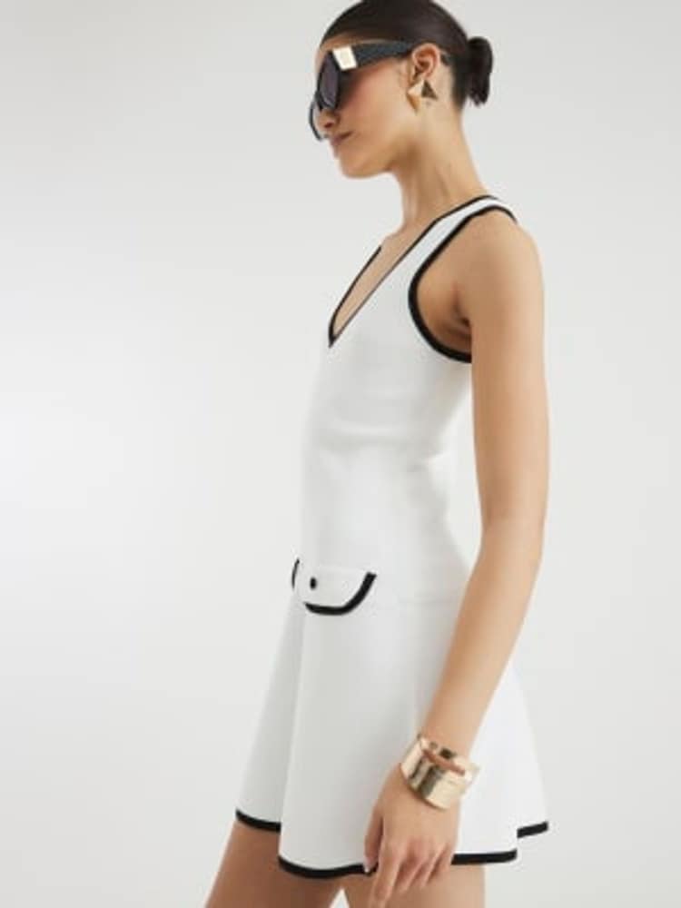 River Island White Contast Mini Shift Dress - Image 2 of 4 River Island White Contast Mini Shift Dress - Image 2 of 4