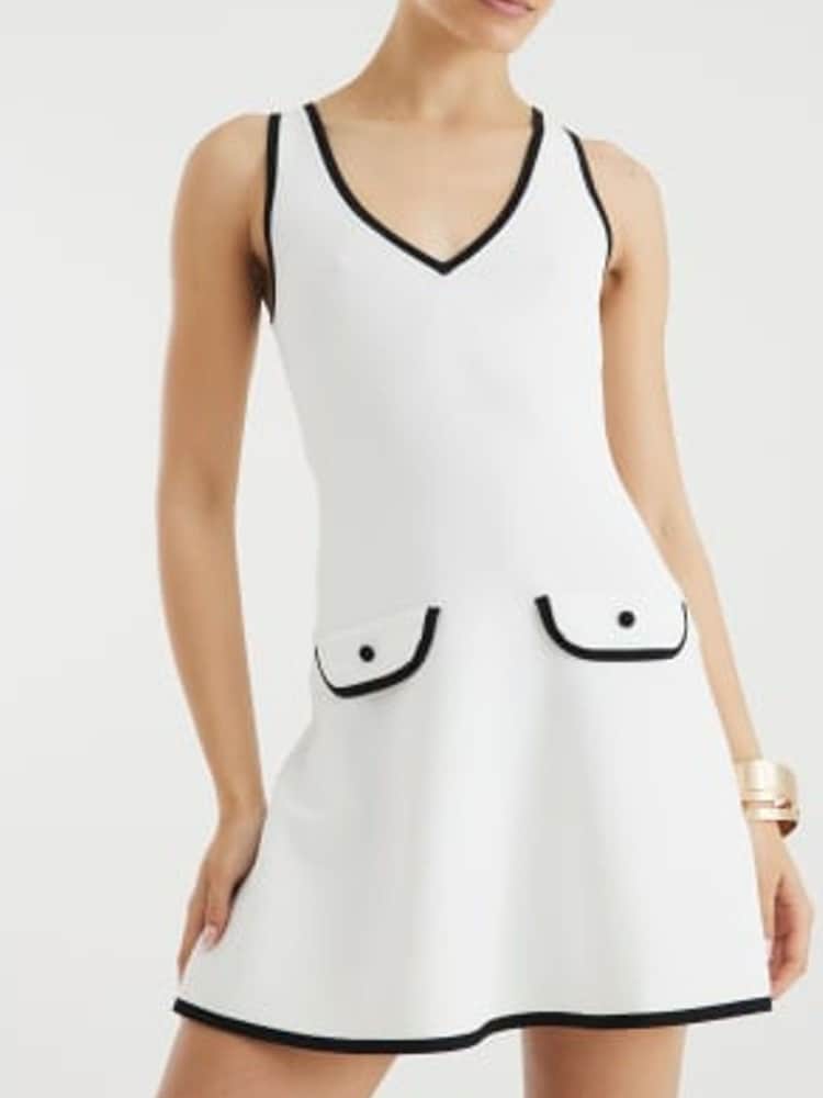 River Island White Contast Mini Shift Dress - Image 4 of 4 River Island White Contast Mini Shift Dress - Image 4 of 4
