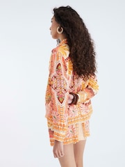 River Island Orange Long Sleeve Scarf Print Shirt - Image 3 of 4