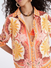 River Island Orange Long Sleeve Scarf Print Shirt - Image 4 of 4