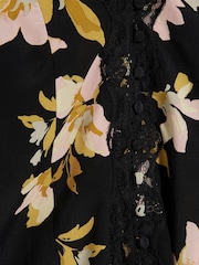 River Island Black Floral Print Lace Trim Top - Image 6 of 6