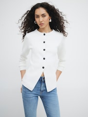 River Island White Collarless Button Up Cardigans - Image 1 of 4