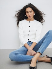 River Island White Collarless Button Up Cardigans - Image 3 of 4