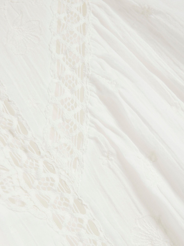 River Island White Long Sleeve Lace Trim Embroidered 100% Cotton Top - Image 6 of 6 River Island White Long Sleeve Lace Trim Embroidered 100% Cotton Top - Image 6 of 6