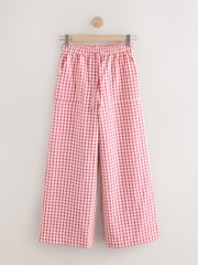 Pink Gingham Cotton Rich Wide Leg Pull On Trousers - Image 6 of 8