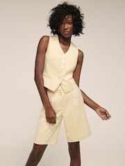 Mint Velvet Yellow Pinstripe Tailored Shorts - Image 2 of 8