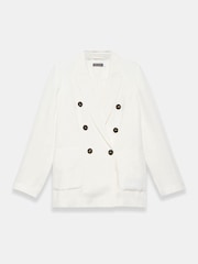 Mint Velvet White Linen Double Breasted Blazer - Image 6 of 7