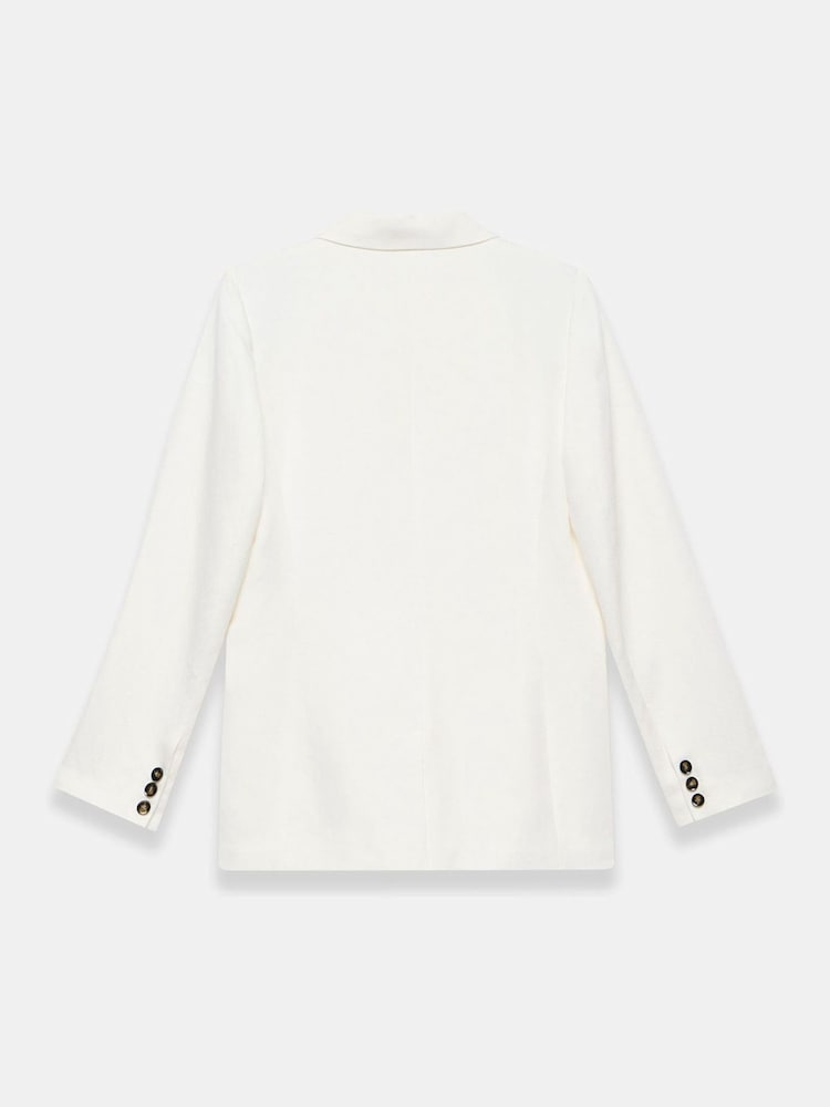 Mint Velvet White Linen Double Breasted Blazer - Image 7 of 7