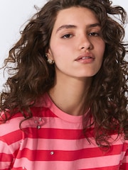 Pink Stripe Short Sleeve Embellished Stripe T-Shirt - Image 4 of 4