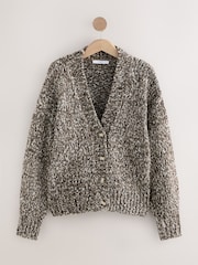 Brown Multi Twist Knitted Cardigan With Wool - Image 1 of 3