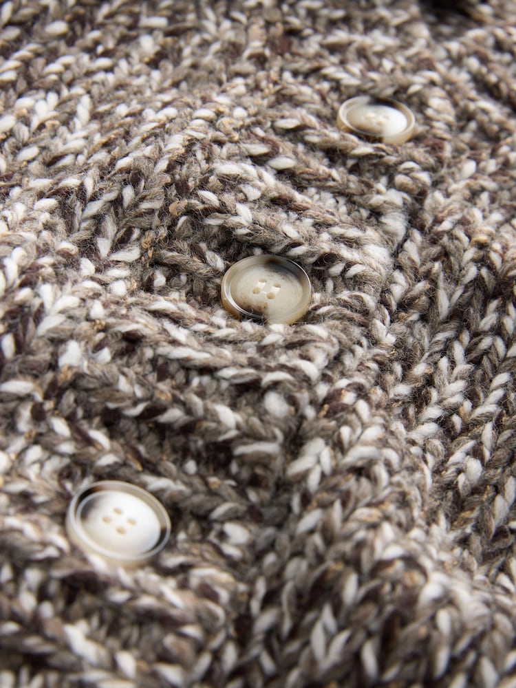 Brown Multi Twist Knitted Cardigan With Wool - Image 2 of 3