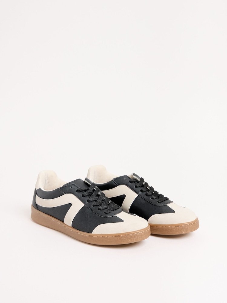Friends Like These Black Lace Up Retro Gumsole Sports Trainers - Image 2 of 3