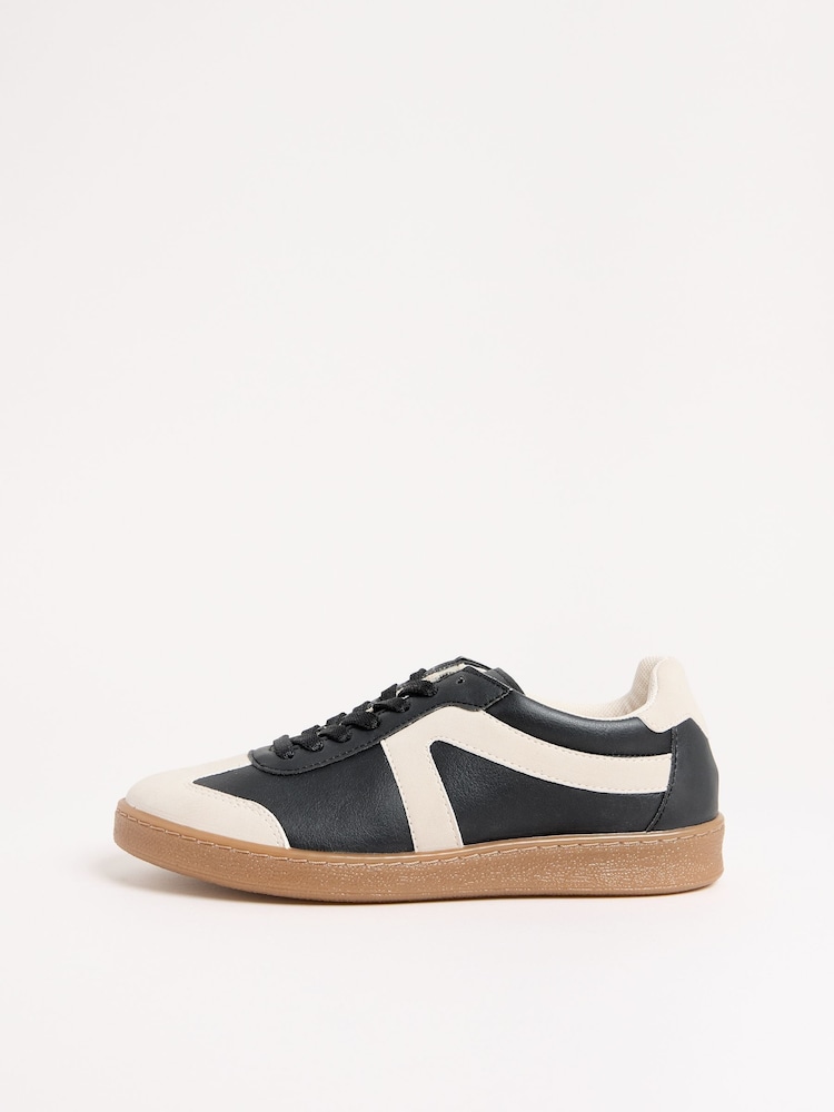 Friends Like These Black Lace Up Retro Gumsole Sports Trainers - Image 3 of 3