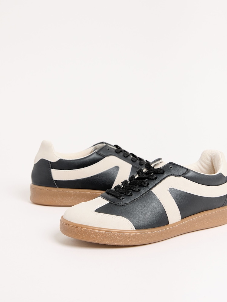 Friends Like These Black Lace Up Retro Gumsole Sports Trainers - Image 5 of 5
