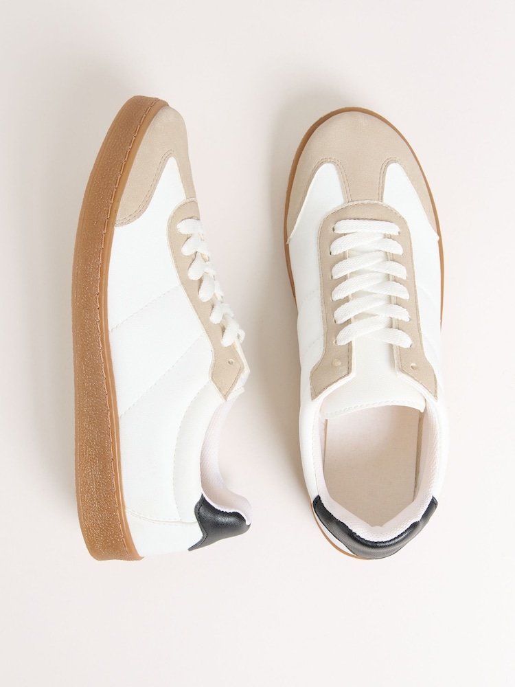 Friends Like These White Lace Up Retro Gumsole Sports Trainers - Image 1 of 4