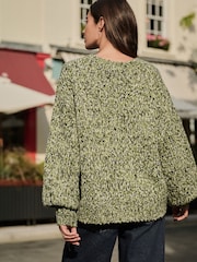 Green Multi Twist Knitted Cardigan With Wool - Image 4 of 8