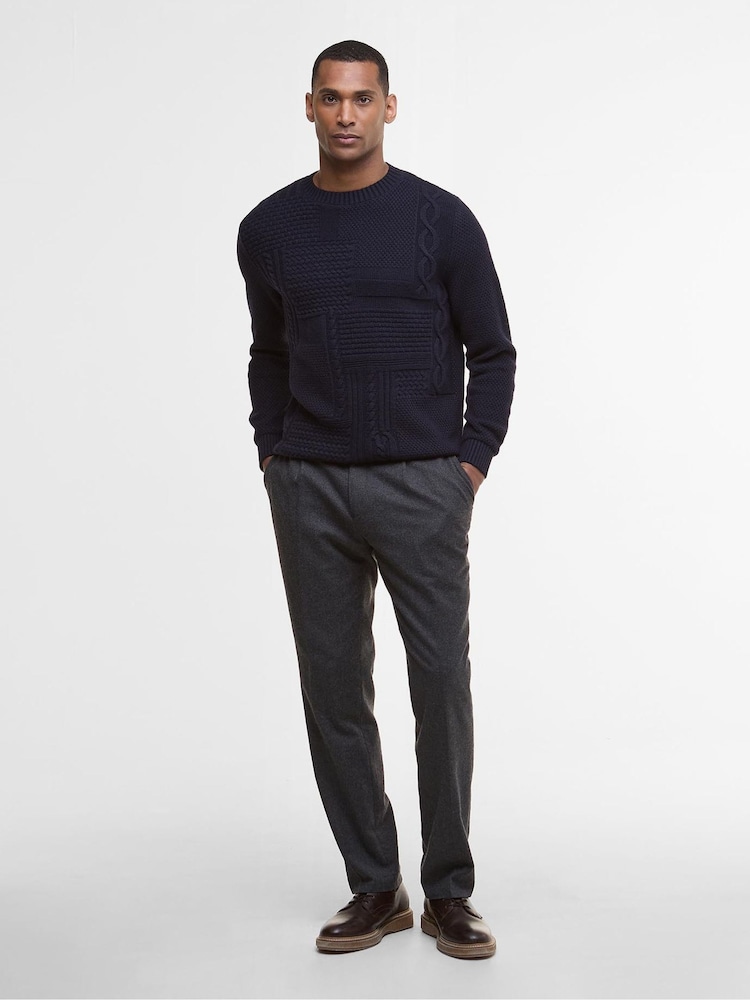 Barbour® Blue Casey Cable Crew Neck Sweater - Image 2 of 7