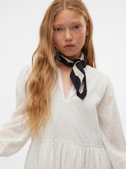 VERO MODA White Long Sleeved Lace Detail 100% Organic Cotton Woven Mini Dress - Image 3 of 4