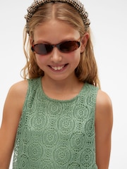 VERO MODA Green Girls Sleeveless Lace Jersey Tank Top - Image 2 of 2