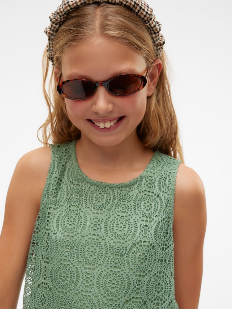 VERO MODA Green Girls Sleeveless Lace Jersey Tank Top - Image 2 of 2 VERO MODA Green Girls Sleeveless Lace Jersey Tank Top - Image 2 of 2