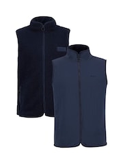 Barbour® Blue Reversible Fleece Gilet - Image 7 of 8