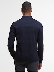 Barbour® Navy Waketown Tailored Longsleeve Polo Shirt - Image 3 of 6