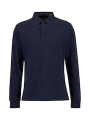 Barbour® Navy Waketown Tailored Longsleeve Polo Shirt - Image 5 of 6