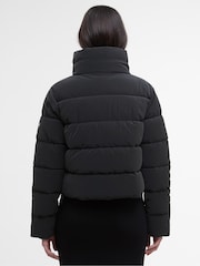 Barbour® International Black Faux Velvet Puffer Jacket - Image 3 of 11