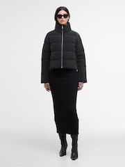 Barbour® International Black Faux Velvet Puffer Jacket - Image 4 of 11