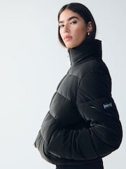 Barbour® International Black Faux Velvet Puffer Jacket - Image 8 of 11