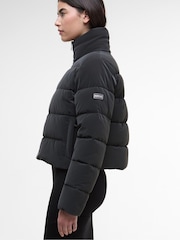 Barbour® International Black Faux Velvet Puffer Jacket - Image 9 of 11