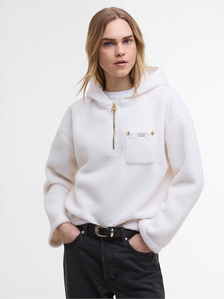 Barbour® International White Fleece Hoodie - Image 1 of 7
