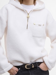 Barbour® International White Fleece Hoodie - Image 5 of 7