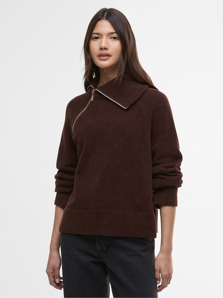 Barbour® International Brown Knitted Jumper - Image 1 of 7