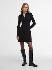 Barbour® International Chloe Ribbed Mini Black Dress - Image 1 of 8