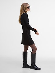 Barbour® International Chloe Ribbed Mini Black Dress - Image 4 of 8