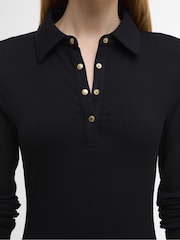Barbour® International Chloe Ribbed Mini Black Dress - Image 6 of 8