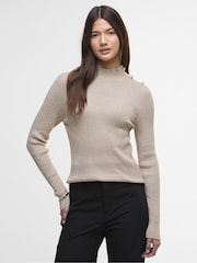 Barbour® International Cream Knitted Jumper - Image 1 of 8