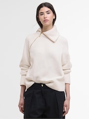 Barbour® International Cream Knitted Jumper - Image 1 of 7