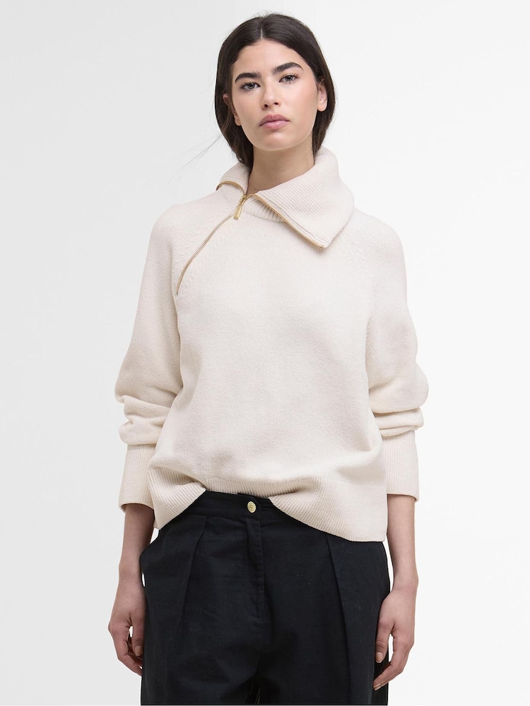 Barbour® International Cream Knitted Jumper - Image 1 of 7 Barbour® International Cream Knitted Jumper - Image 1 of 7