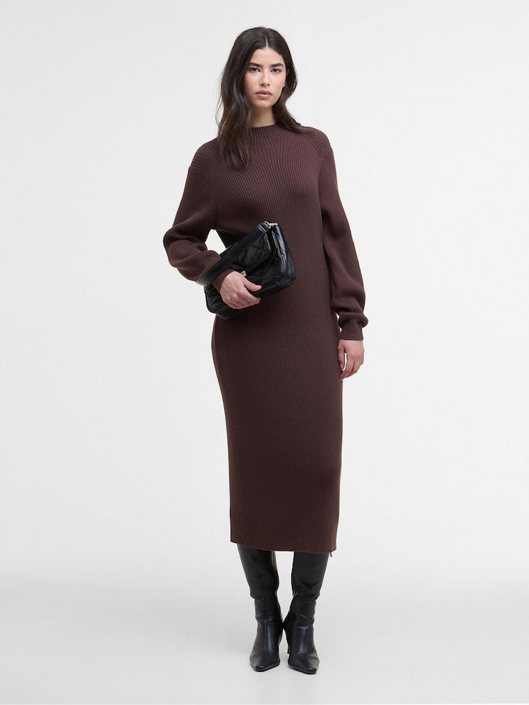 Barbour® International Brown Kaia Knitted Midi Dress - Image 1 of 7