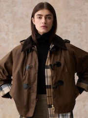 Barbour® Brown Myra Wax Duffle Coat - Image 1 of 8