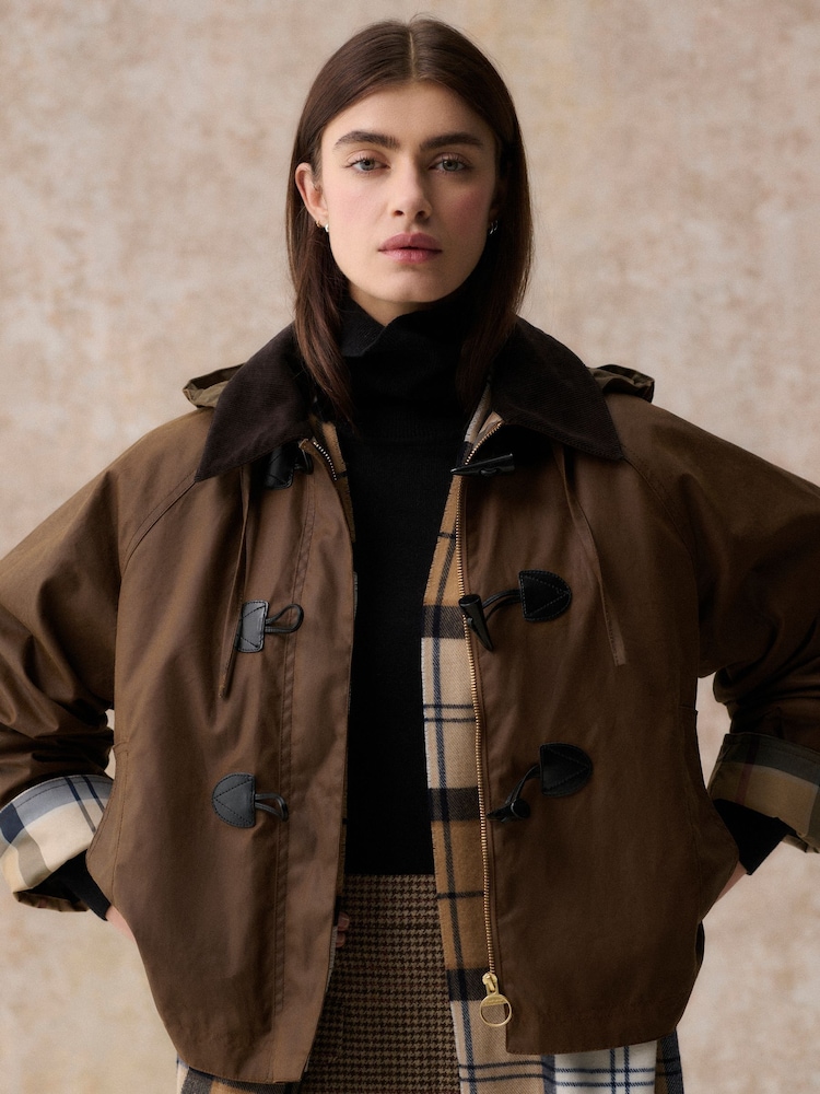 Barbour® Brown Myra Wax Duffle Coat - Image 1 of 8